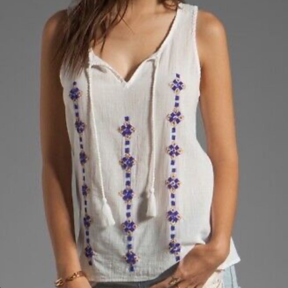 Joie • Kuna B Embellished Beaded Sleeveless Blouse NEW - Picture 2 of 8